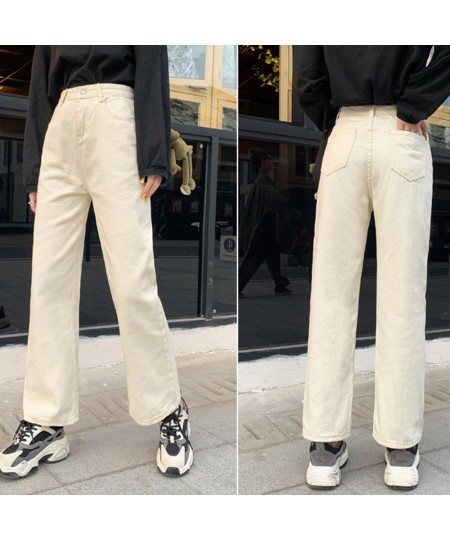 Spring Autumn Wide-leg Jeans Women's High-waist Denim Pants Retro Loose Droop Straight Trousers Jeans $38.55 - Jeans