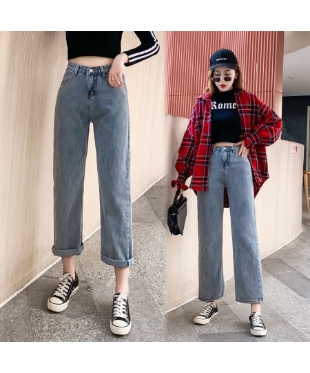 Spring Autumn Wide-leg Jeans Women's High-waist Denim Pants Retro Loose Droop Straight Trousers Jeans $38.55 - Jeans