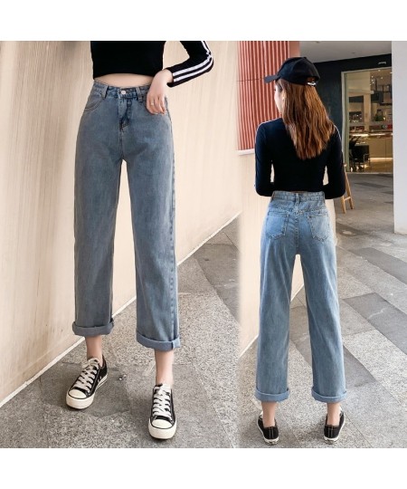 Spring Autumn Wide-leg Jeans Women's High-waist Denim Pants Retro Loose Droop Straight Trousers Jeans $38.55 - Jeans