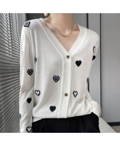 Spring and Autumn Wool Knitted Printed Cardigan Ladies Sweaters Coat Korean Fashion Long Sleeve Female Knitwear Cardigans $42...