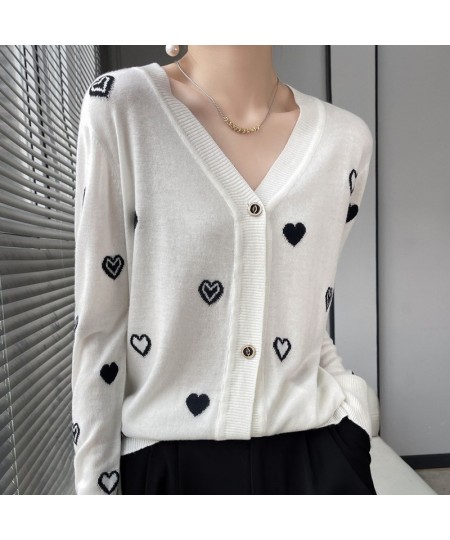 Spring and Autumn Wool Knitted Printed Cardigan Ladies Sweaters Coat Korean Fashion Long Sleeve Female Knitwear Cardigans $42...