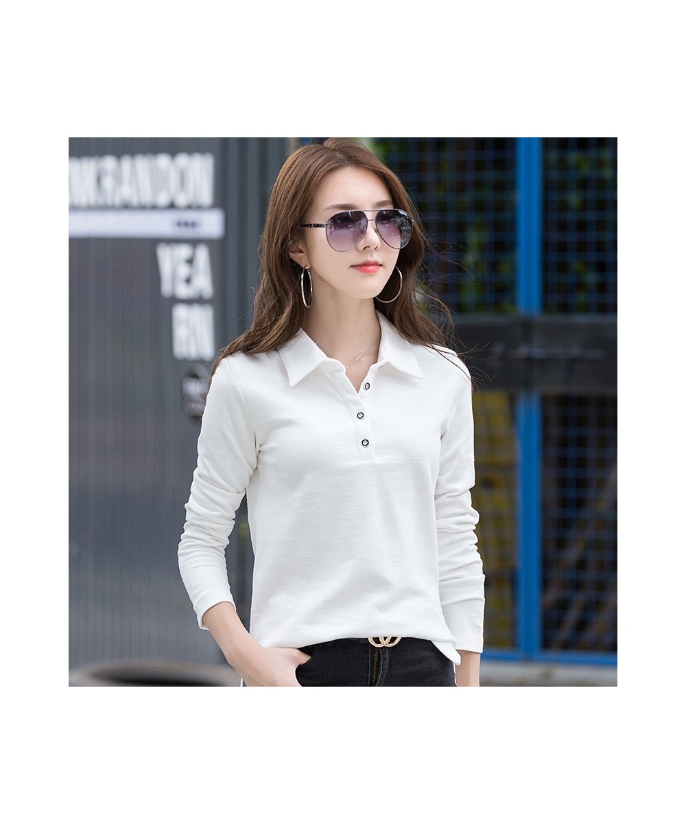 Cotton Female Tops Women Polo Shirts Summer Tees Clothing Long Sleeve Loose Casual Ladies Clothes Отворот футболка 5678kg $43...