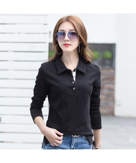 Cotton Female Tops Women Polo Shirts Summer Tees Clothing Long Sleeve Loose Casual Ladies Clothes Отворот футболка 5678kg $43...