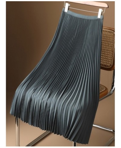 Mid-length Pleated Skirt for Women 2023 Spring Autumn Casual Simple Solid A Line High Waist Midi Long Skirt Female Ladies $40...