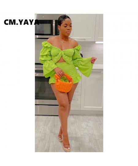 Fashion Holiday Women's Set Lantern Sleeve Pleated Blouse and Flare Shorts Suit INS 2023 Two 2Piece Set Outfit Tracksuit $35....