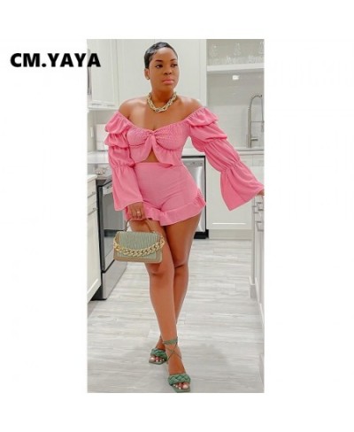 Fashion Holiday Women's Set Lantern Sleeve Pleated Blouse and Flare Shorts Suit INS 2023 Two 2Piece Set Outfit Tracksuit $35....