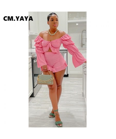 Fashion Holiday Women's Set Lantern Sleeve Pleated Blouse and Flare Shorts Suit INS 2023 Two 2Piece Set Outfit Tracksuit $35....