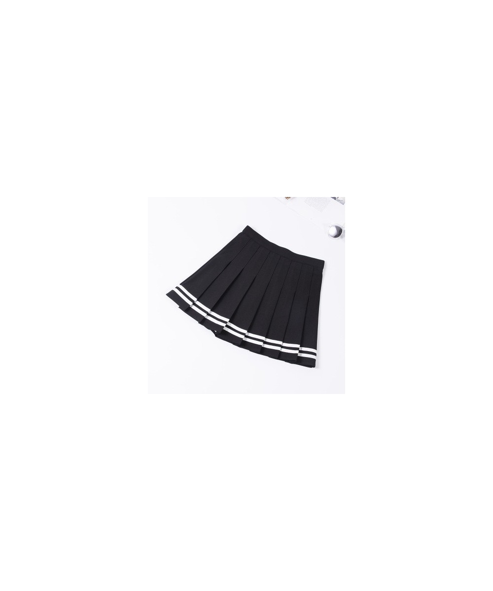 S-XXL Four Colors High Waist A-Line Women Striped Stitching Sailor Pleated Skirt Elastic Waist Sweet Girls Dance Skirt $24.68...