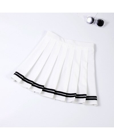 S-XXL Four Colors High Waist A-Line Women Striped Stitching Sailor Pleated Skirt Elastic Waist Sweet Girls Dance Skirt $24.68...