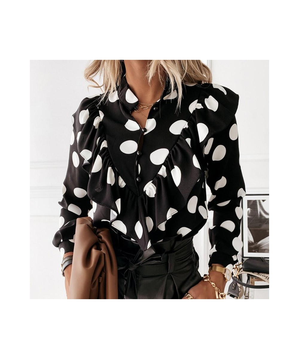 2023 Spring Autumn Long Sleeve Ruffled V-neck Blouse Women Office Lady Chiffon Polka Dot Women Shirt Elegant Lady Clothing $2...