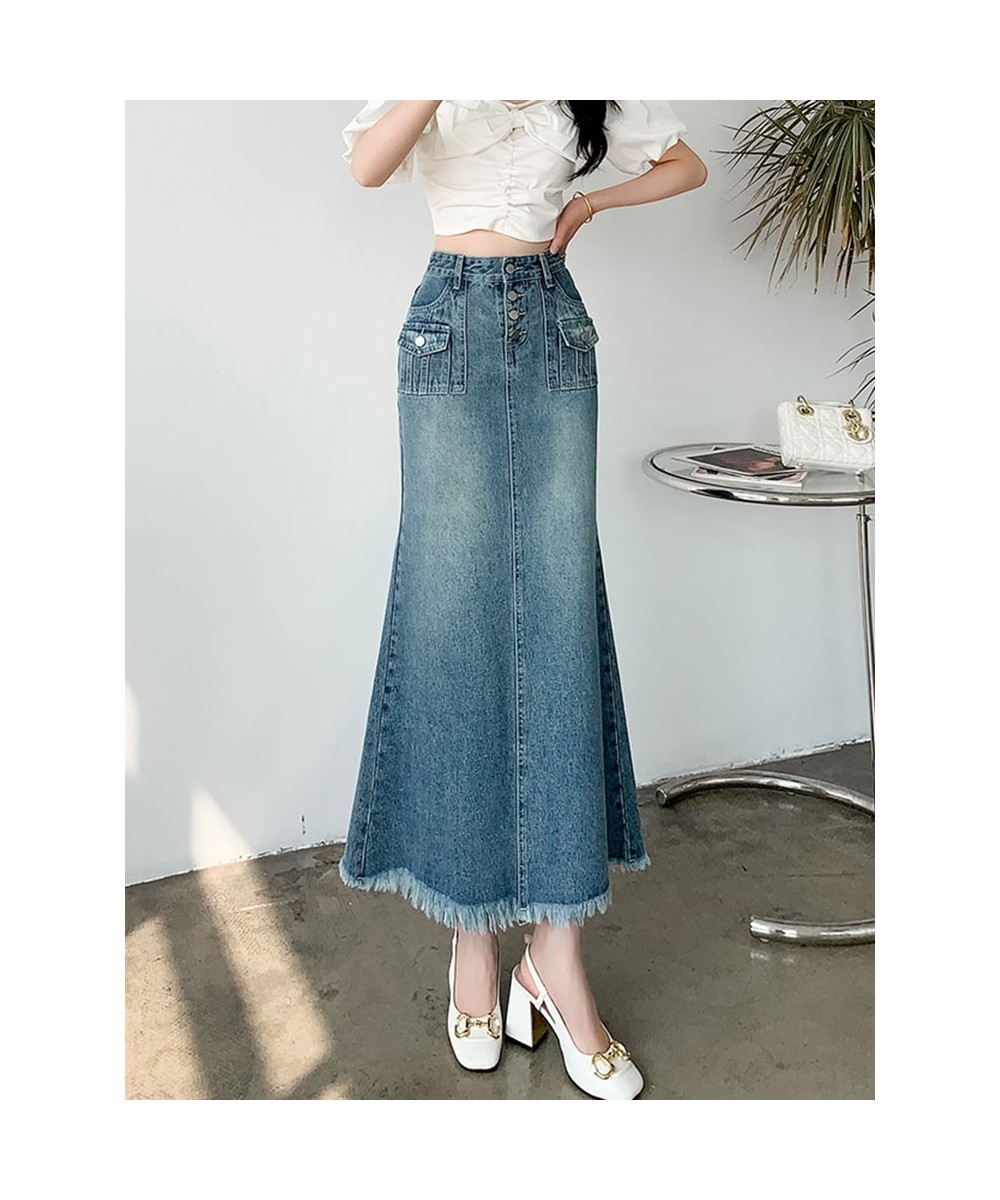 Spring Summer Autumn Vintage Trumpet Mermaid Denim Long Skirt Women Vintage High Waist Korean Style Wrap-Hips Skirt Female $6...