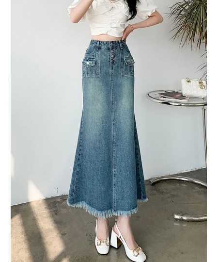 Spring Summer Autumn Vintage Trumpet Mermaid Denim Long Skirt Women Vintage High Waist Korean Style Wrap-Hips Skirt Female $6...