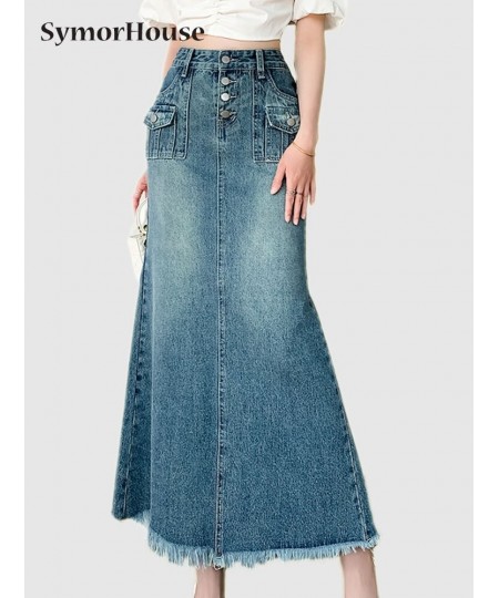 Spring Summer Autumn Vintage Trumpet Mermaid Denim Long Skirt Women Vintage High Waist Korean Style Wrap-Hips Skirt Female $6...