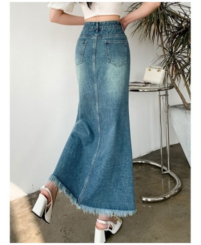 Spring Summer Autumn Vintage Trumpet Mermaid Denim Long Skirt Women Vintage High Waist Korean Style Wrap-Hips Skirt Female $6...