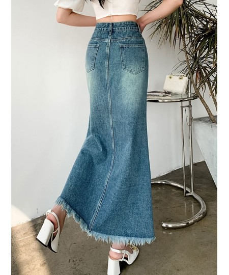 Spring Summer Autumn Vintage Trumpet Mermaid Denim Long Skirt Women Vintage High Waist Korean Style Wrap-Hips Skirt Female $6...