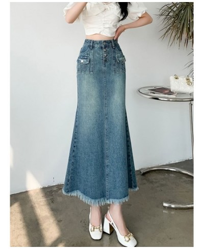 Spring Summer Autumn Vintage Trumpet Mermaid Denim Long Skirt Women Vintage High Waist Korean Style Wrap-Hips Skirt Female $6...