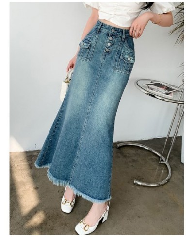 Spring Summer Autumn Vintage Trumpet Mermaid Denim Long Skirt Women Vintage High Waist Korean Style Wrap-Hips Skirt Female $6...