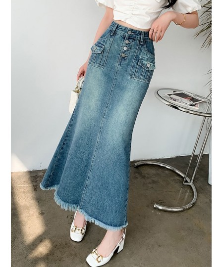 Spring Summer Autumn Vintage Trumpet Mermaid Denim Long Skirt Women Vintage High Waist Korean Style Wrap-Hips Skirt Female $6...