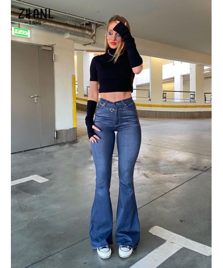 Spring Autumn Thin Fashion Y2K Blue Jeans Women High Waist Stretch Jeans Femme Trousers Vintage Casual Comfort Denim Flare $4...