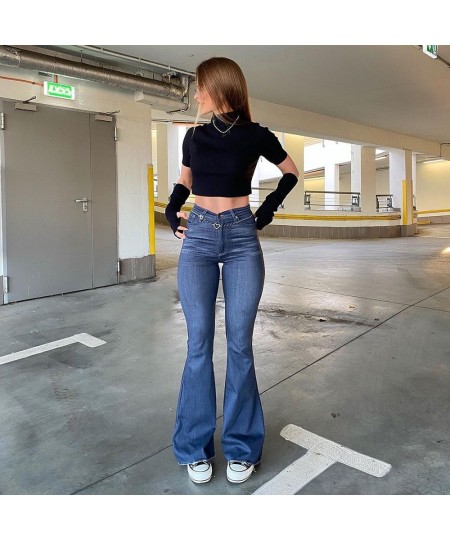 Spring Autumn Thin Fashion Y2K Blue Jeans Women High Waist Stretch Jeans Femme Trousers Vintage Casual Comfort Denim Flare $4...