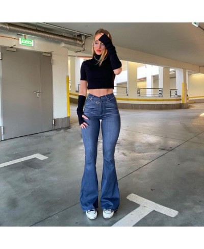 Spring Autumn Thin Fashion Y2K Blue Jeans Women High Waist Stretch Jeans Femme Trousers Vintage Casual Comfort Denim Flare $4...