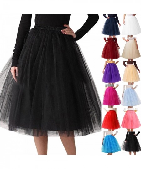 Women Vintage Tulle Skirt Short Tutu Knee Skirts Adult Fancy Ballet Dancewear Party Costume Ball Gown A-line Skirt Summer 202...