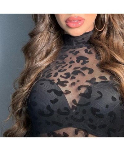 Transparent Sexy Mesh Bodysuit Long Sleeve Jumpsuit Women's One Piece Sheer Leotard One Piece Underwear $33.24 - Underwear