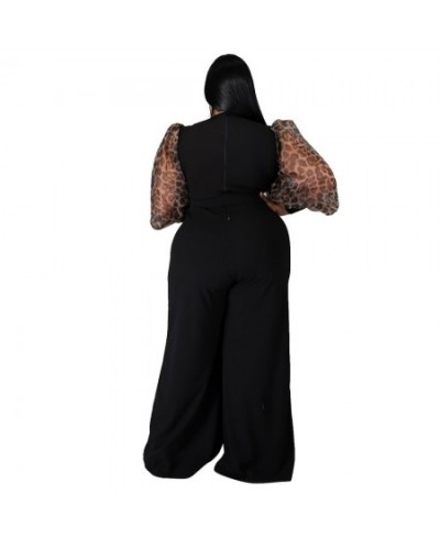 Plus Size Women's Jumpsuit 2022 Autumn Fashion Solid Color Jumpsuit V-neck Puff Sleeves Sexy Wide-leg Jumpsuit Female Clothin...