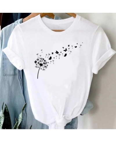 Women Graphic Cartoon Dandelion Print T Shirt Short Sleeve Ladies Print Clothes Lady Tees Tops Female Womens T Shirt $19.92 -...