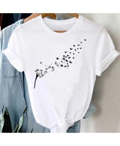 Women Graphic Cartoon Dandelion Print T Shirt Short Sleeve Ladies Print Clothes Lady Tees Tops Female Womens T Shirt $19.92 -...