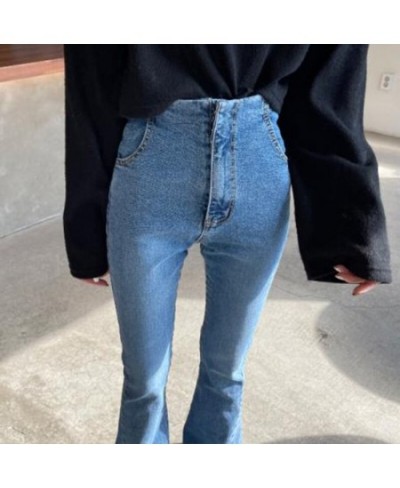 Skinny Ripped Jeans for Women High Waist Elastic Blue Split Denim Jeans Lady Chic Fashion Flare Pants Mom Bottoms New $57.98 ...