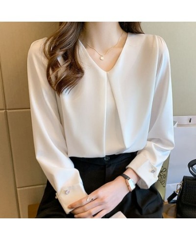 New Retro Pullover White Long Sleeve Solid Color Shirt Women's Simple Blue Tops and Blouse Women Spliced Chiffon Elegant 1571...