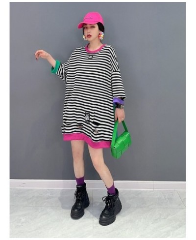 2023 Spring Summer FashionTrend Stripe Tees Single-piece Top Age Reducing Temperament Women Black And Red ZY045 $66.98 - Tops...