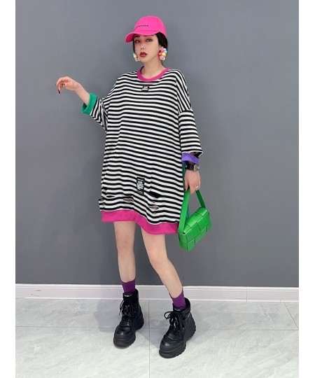 2023 Spring Summer FashionTrend Stripe Tees Single-piece Top Age Reducing Temperament Women Black And Red ZY045 $66.98 - Tops...