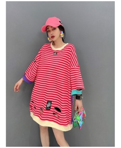 2023 Spring Summer FashionTrend Stripe Tees Single-piece Top Age Reducing Temperament Women Black And Red ZY045 $66.98 - Tops...