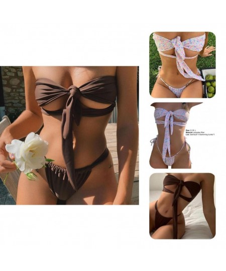 2 Pcs/Set Trendy Bathing Suit Wireless Knot G-string Breathable Bathing Suit $27.10 - Swimsuit