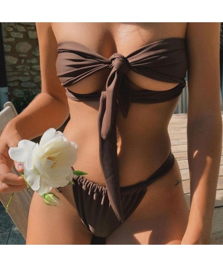 2 Pcs/Set Trendy Bathing Suit Wireless Knot G-string Breathable Bathing Suit $27.10 - Swimsuit