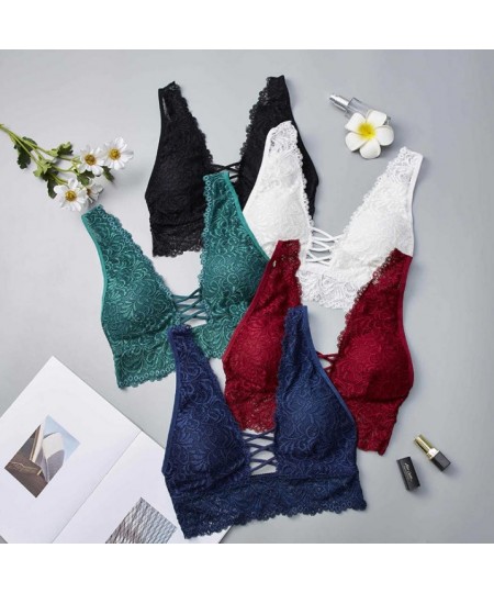 Sexy Lace Bralette Camisoles Tank Top Women Deep V Back Cross Wirefree Underwear Lingerie Brassiere $19.85 - Underwear