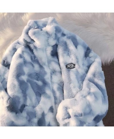 2022 New Women Winter Warm Faux Fur Coat Thick WomenOvercoat Turn Down Collar Women Warm Female Casaco Feminino Tie-Dye Abrig...