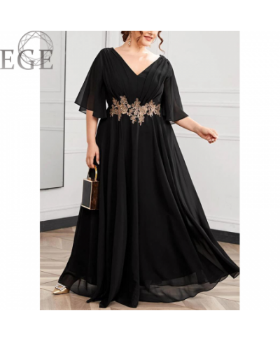 Plus Size Chiffon Dresses for Women Long 4XL5XL Ever Pretty Women's Elegant V-Neck Sequin Plus Size Formal Evening Dresses $6...