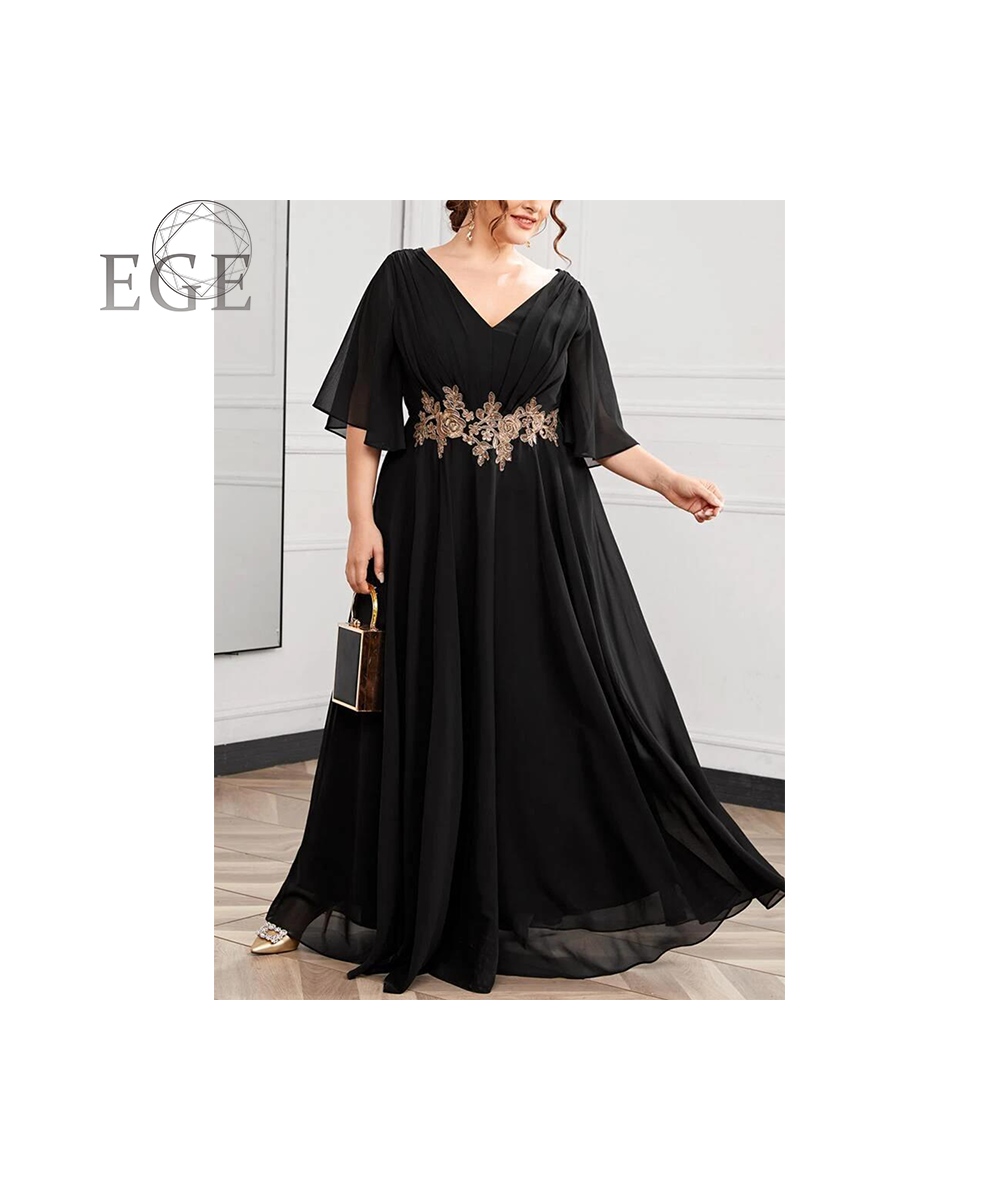 Plus Size Chiffon Dresses for Women Long 4XL5XL Ever Pretty Women's Elegant V-Neck Sequin Plus Size Formal Evening Dresses $6...