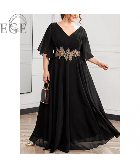 Plus Size Chiffon Dresses for Women Long 4XL5XL Ever Pretty Women's Elegant V-Neck Sequin Plus Size Formal Evening Dresses $6...