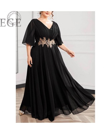 Plus Size Chiffon Dresses for Women Long 4XL5XL Ever Pretty Women's Elegant V-Neck Sequin Plus Size Formal Evening Dresses $6...