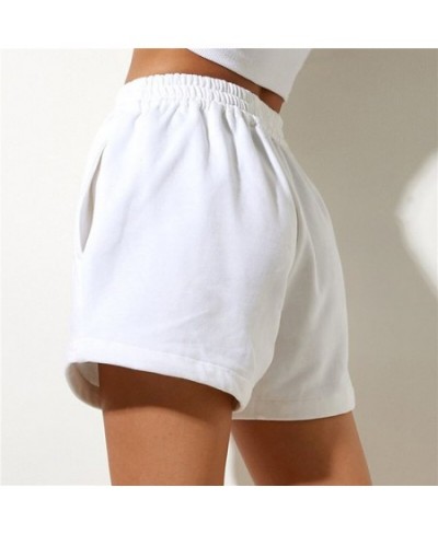 Women Summer Casual Shorts Solid Color High Waist Elastic Loose Wide Leg Short Pants Sports Sweatpants Female Bottoms $26.40 ...