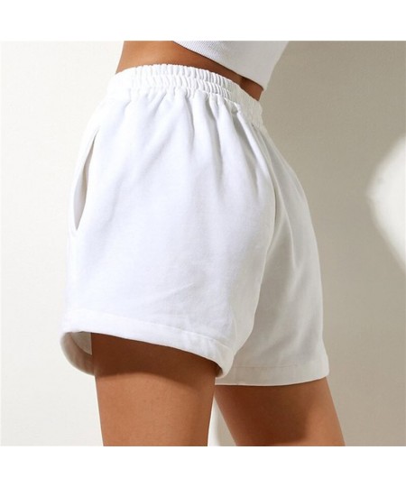 Women Summer Casual Shorts Solid Color High Waist Elastic Loose Wide Leg Short Pants Sports Sweatpants Female Bottoms $26.40 ...