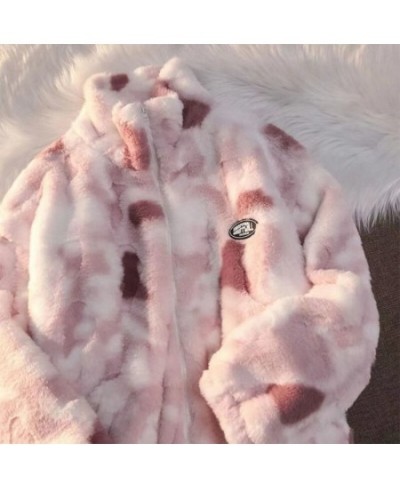 2022 New Women Winter Warm Faux Fur Coat Thick WomenOvercoat Turn Down Collar Women Warm Female Casaco Feminino Tie-Dye Abrig...