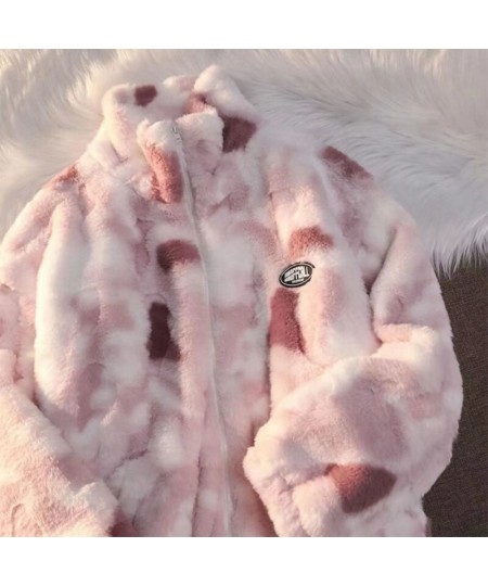 2022 New Women Winter Warm Faux Fur Coat Thick WomenOvercoat Turn Down Collar Women Warm Female Casaco Feminino Tie-Dye Abrig...