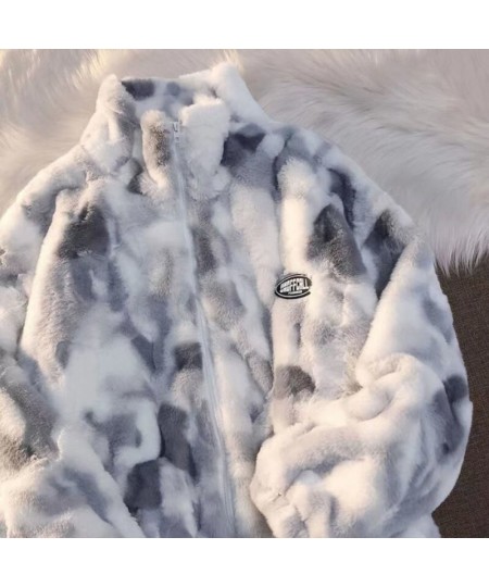 2022 New Women Winter Warm Faux Fur Coat Thick WomenOvercoat Turn Down Collar Women Warm Female Casaco Feminino Tie-Dye Abrig...