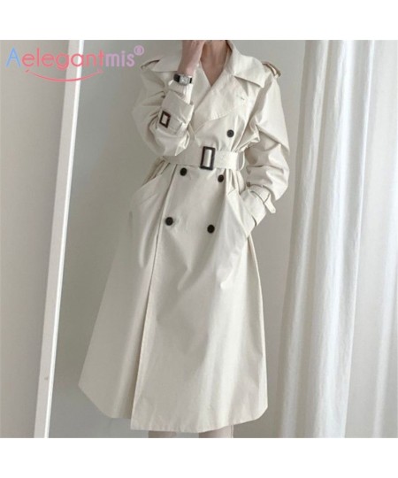 Minimalist Women White Double Breasted Long Trench Coat Spring Sashes Korean High Quality Female White Windbreaker $78.29 - J...