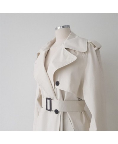 Minimalist Women White Double Breasted Long Trench Coat Spring Sashes Korean High Quality Female White Windbreaker $78.29 - J...